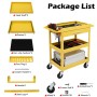 [US Warehouse] 3-Tray Stainless Steel Rolling Utility Cart Trolley with Drawer, Capacity: 330 LBS